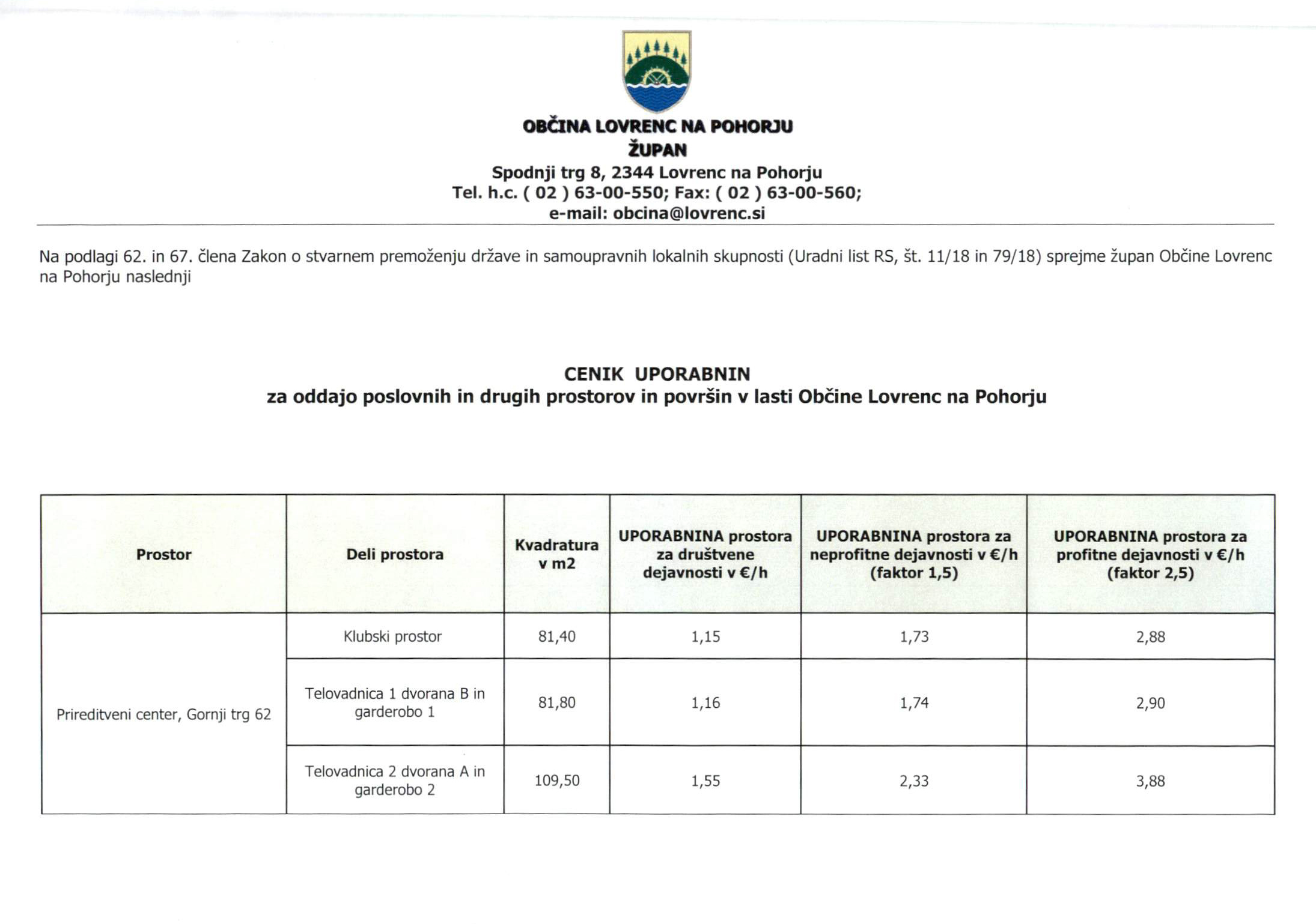 Cenik uporabnin za oddajo poslovnih in drugih prostorov in površin v lasti Občine Lovrenc na Pohorju-P_Page_1.jpg